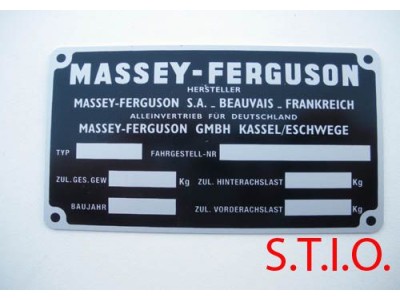 Massey Ferguson typeplaat Massey Ferguson typeplaat