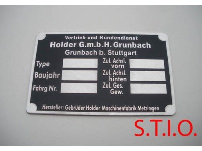 Holder 93x63mm typeplaat Holder 93x63mm typeplaat