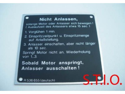 Nicht anlassen typeschild