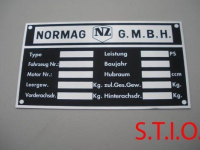 Normag typeplaat Normag typeplaat