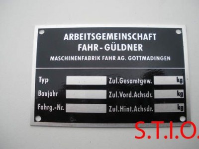 Fahr-Guldner typeplaat Fahr-Guldner typeplaat