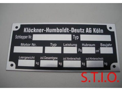 KHD typeplaat 105x50mm KHD typeplaat 105x50mm