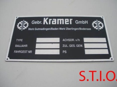 Kramer 97x45mm typeplaat Kramer 97x45mm typeplaat