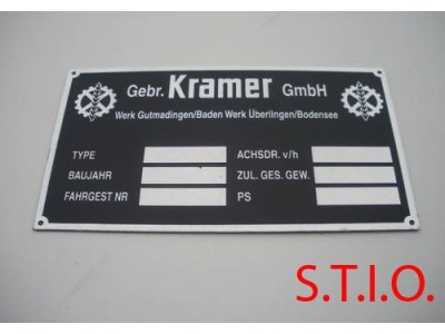 Kramer 97x45mm typeplaat Kramer 97x45mm typeplaat