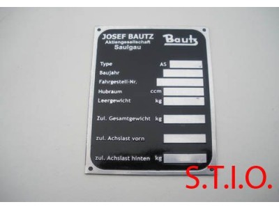 Bautz 100x74mm typeplaat