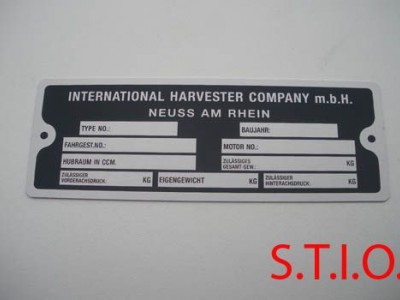 IHC 130x49mm typeplaat IHC 130x49mm typeplaat