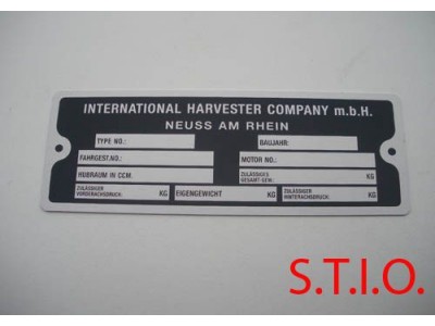 IHC 130x49mm typeplaat IHC 130x49mm typeplaat